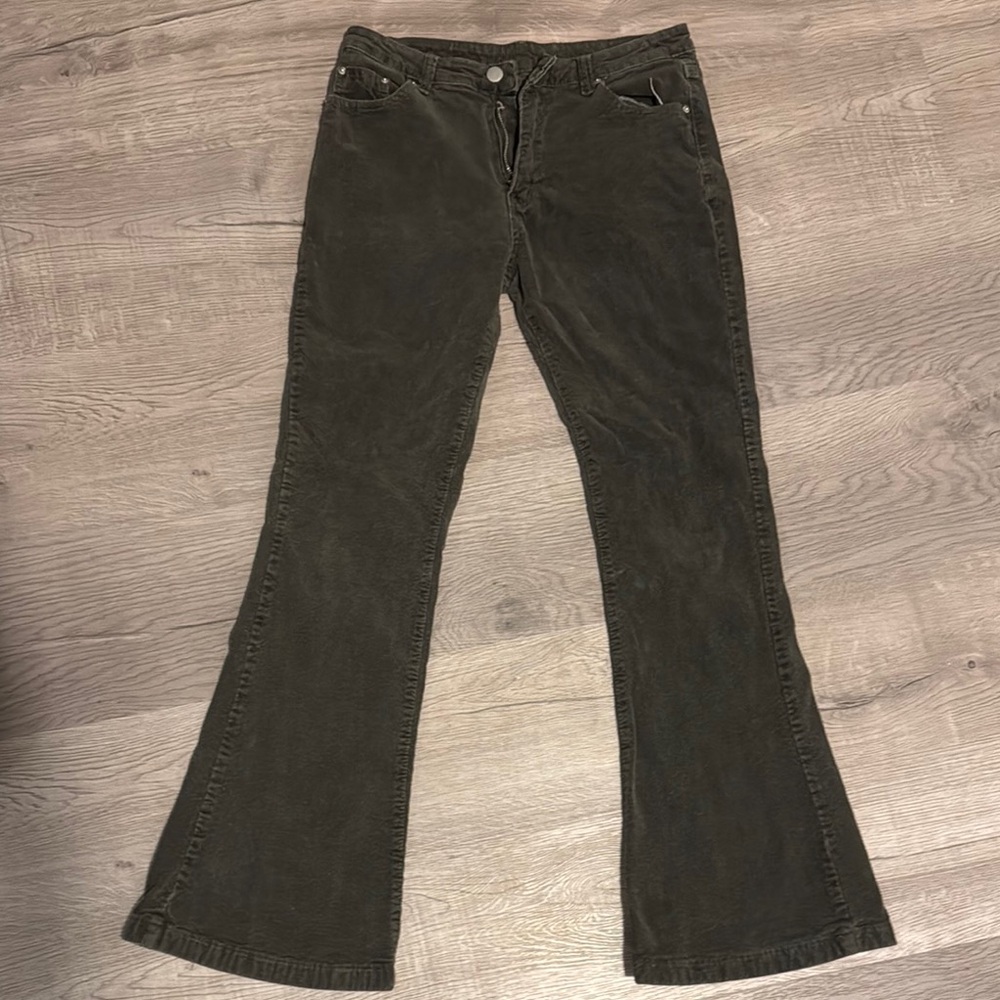 Olive Corduroy Flare Pants